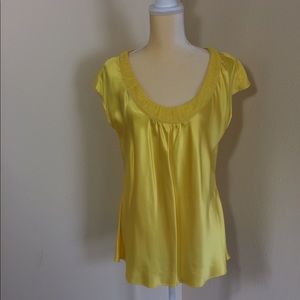 🎣Alfani Yellow silk blouse size 14W Like New!